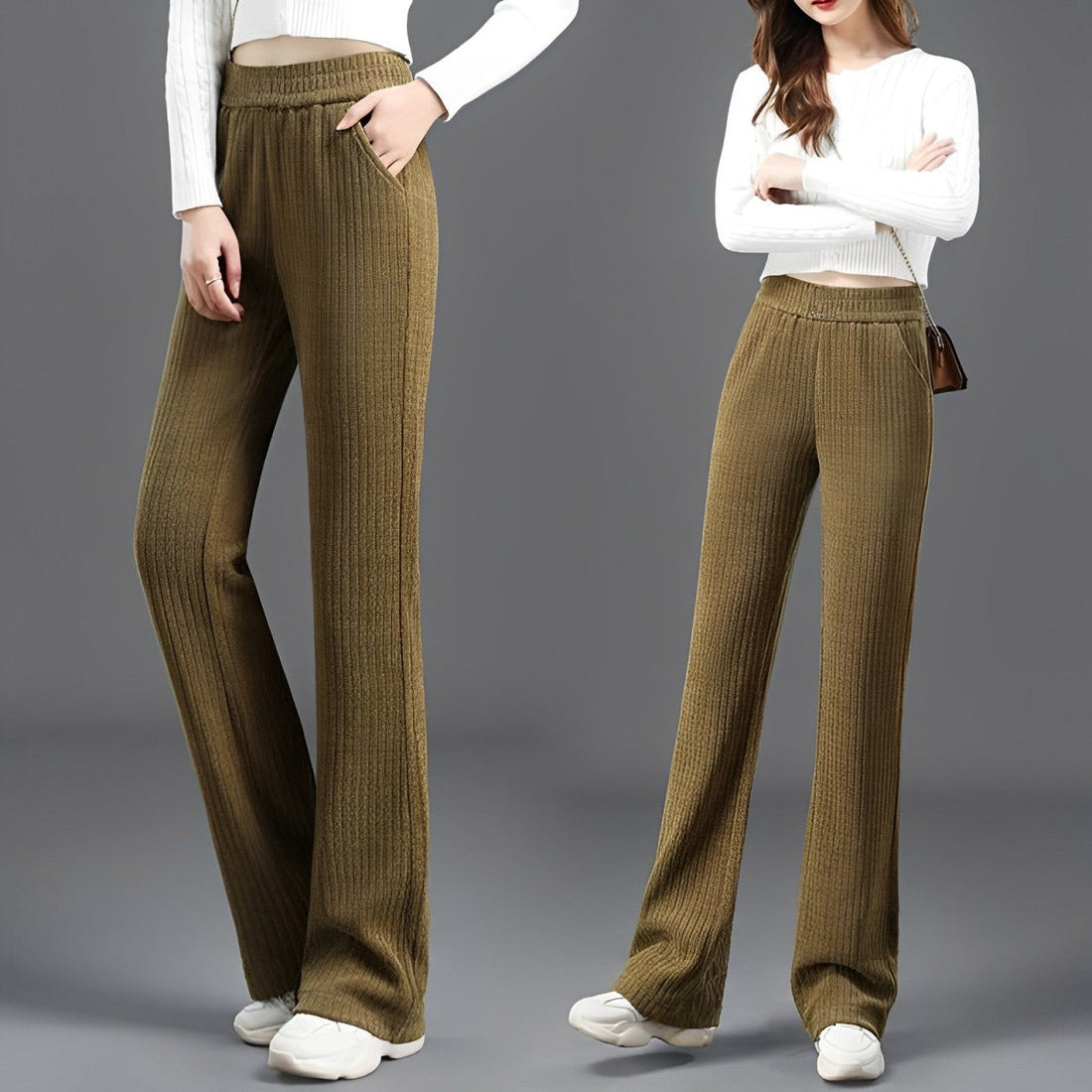 Amanda: Wide-Leg Stretch Pants with Fleece Lining