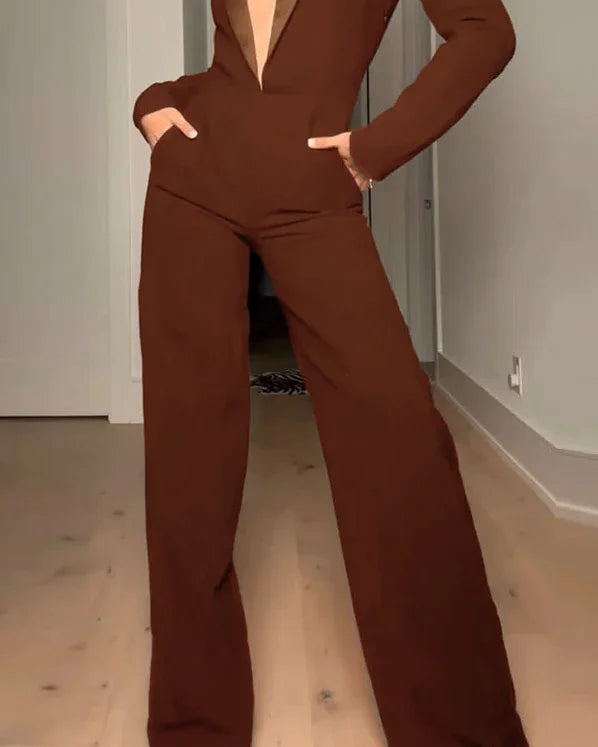 V-Neck Long Sleeve Jumpsuit