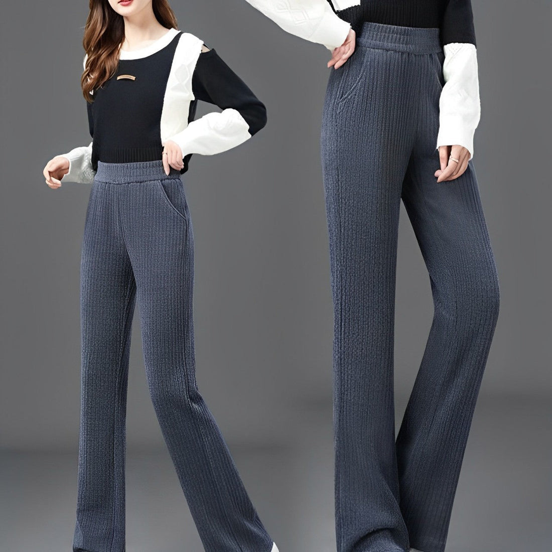 Amanda: Wide-Leg Stretch Pants with Fleece Lining