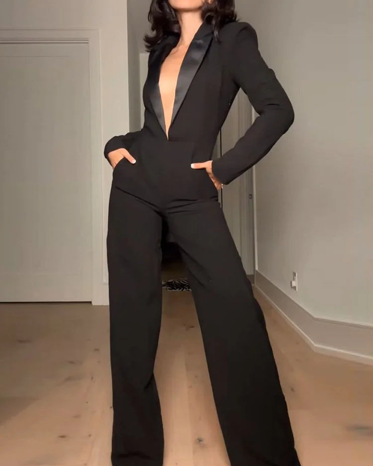 V-Neck Long Sleeve Jumpsuit