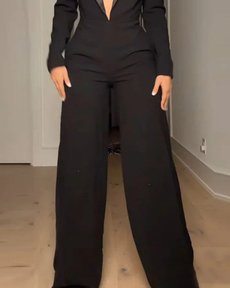 V-Neck Long Sleeve Jumpsuit