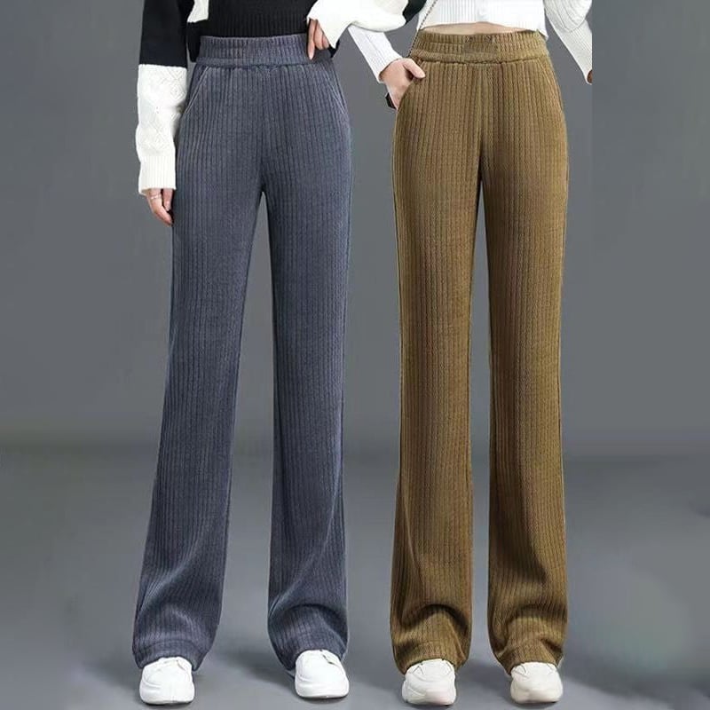 Amanda: Wide-Leg Stretch Pants with Fleece Lining