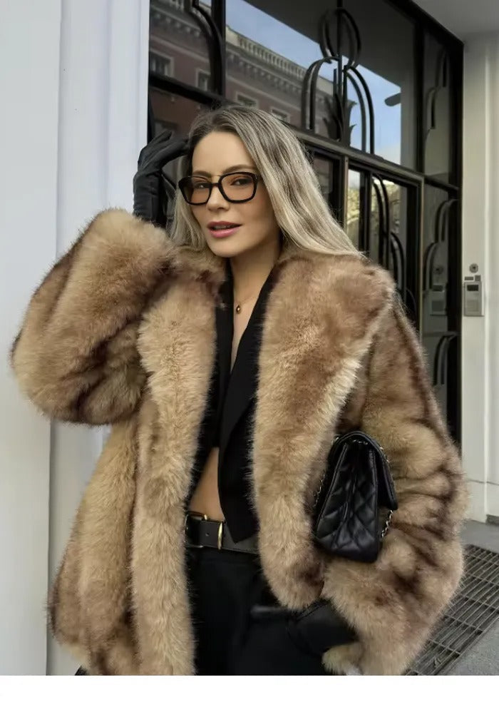 Karina Women's Faux Fur Coat - Timeless, Elegant, Brown