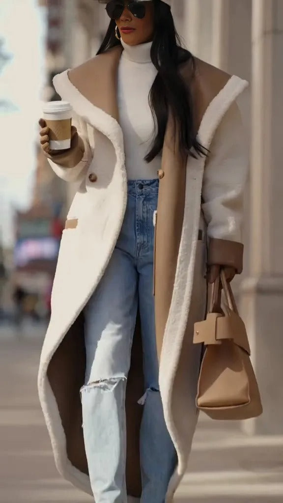 Sofia Coat – Timeless Elegance & Shearling Warmth | Premium Synthetic Leather Wrap Coat