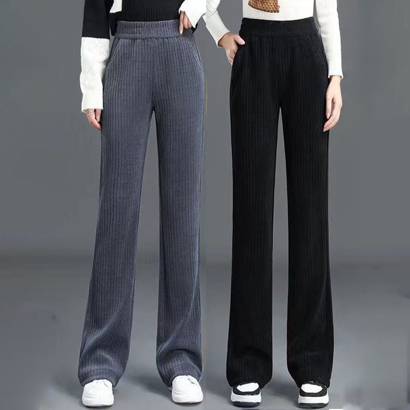Amanda: Wide-Leg Stretch Pants with Fleece Lining