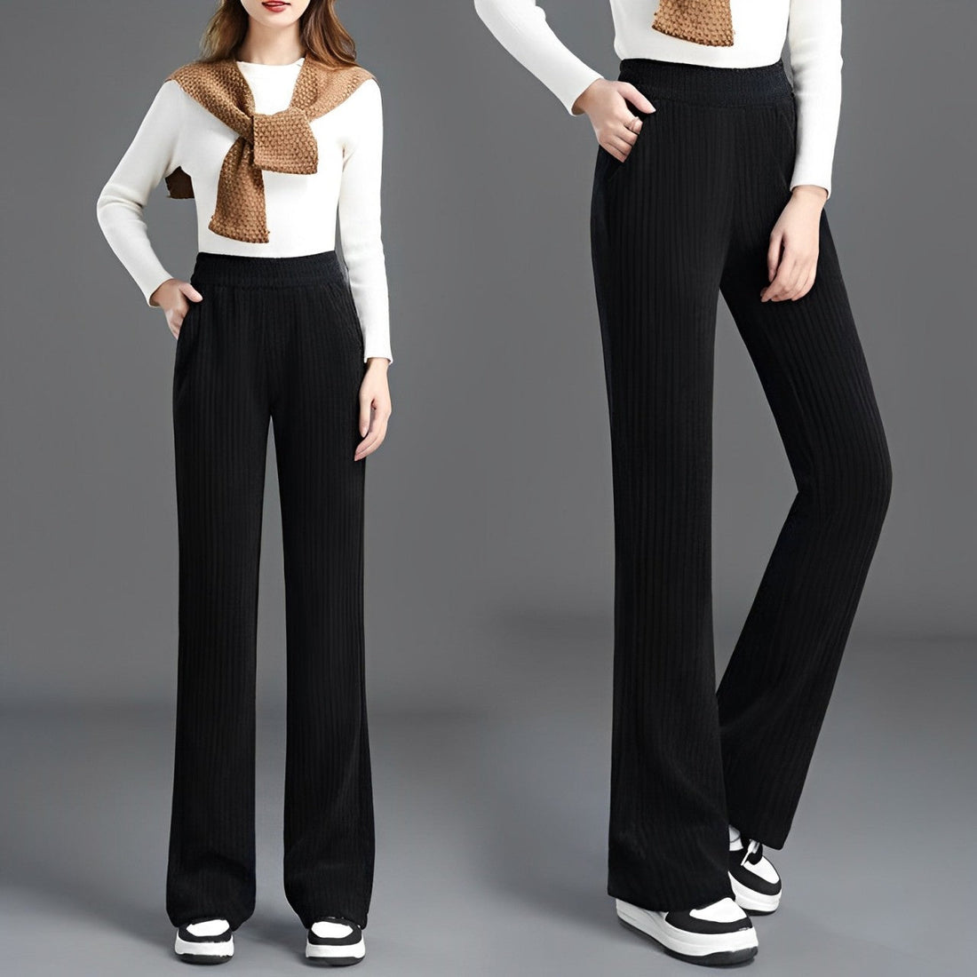 Amanda: Wide-Leg Stretch Pants with Fleece Lining