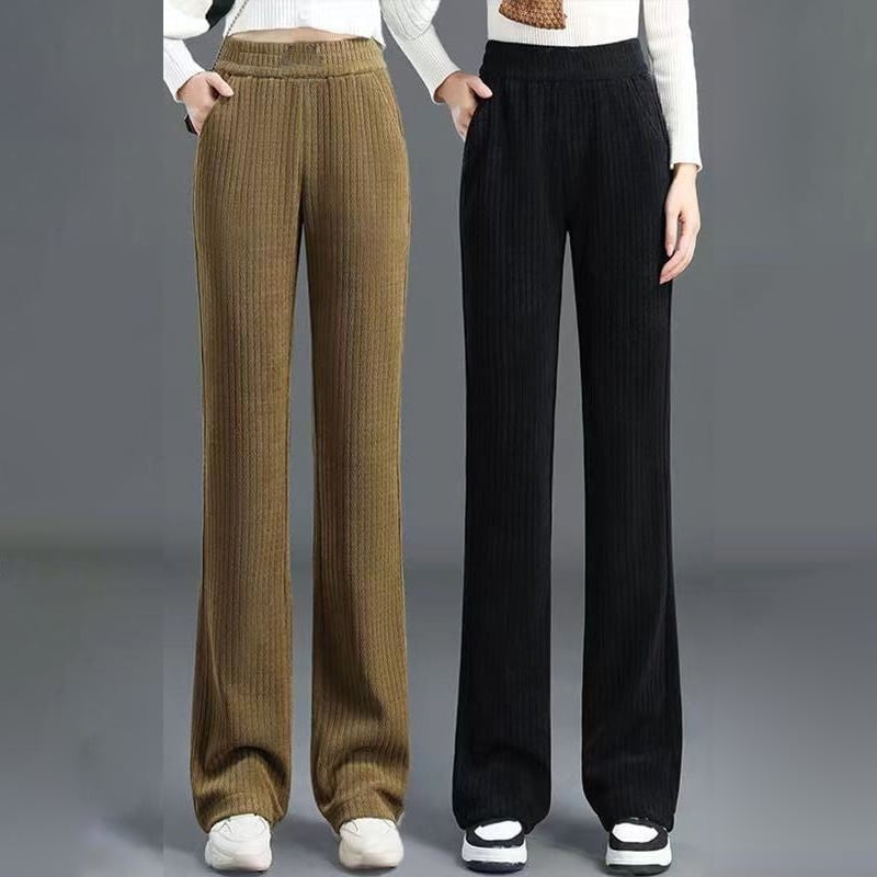 Amanda: Wide-Leg Stretch Pants with Fleece Lining